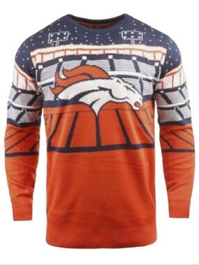 Denver Broncos LED Light Up Ugly Christmas Sweater 2XL NFL Team Apparel Stadium